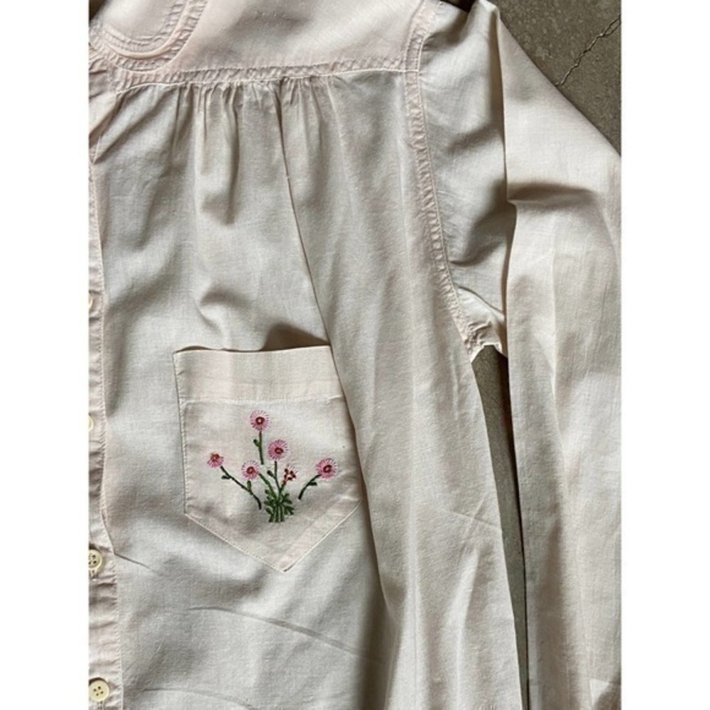 Vintage Peasant Top, India Cotton, 60s 70s Floral Embroidered stitch, handmade - Picture 10 of 15